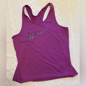 Nike Women's Magenta Racerback Tank with Patterned Swoosh